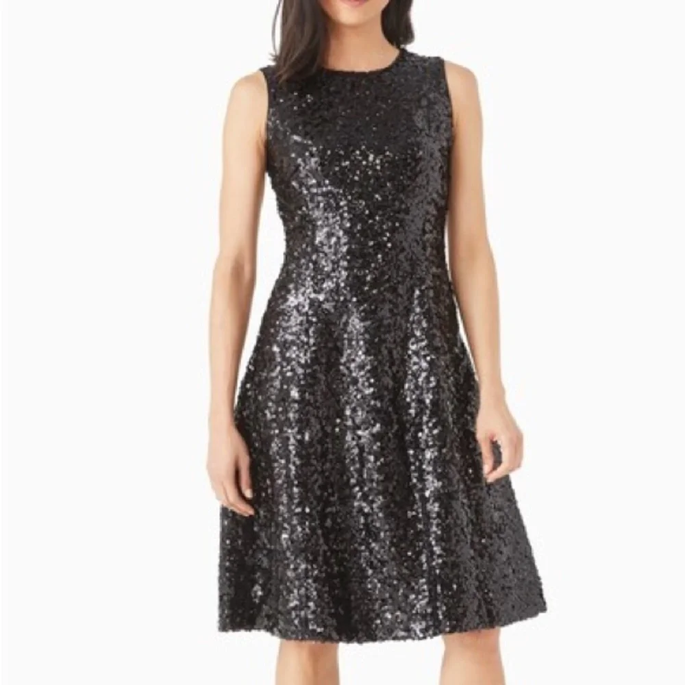 Kate Spade NWT New Women’s Sequin Fit and Flare Statement Bow Dress 12 msrp $898 - Picture 4 of 15
